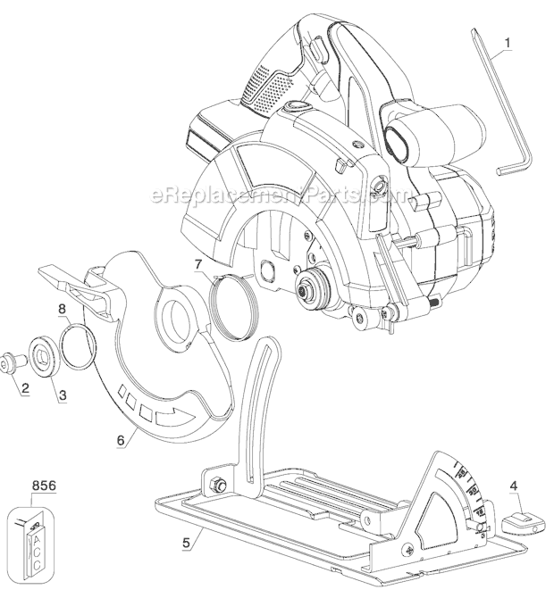 Page A Diagram and Parts List for PC186CSL Type 1 Porter Cable Circular Saw